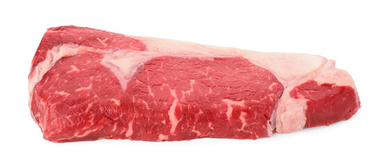 Piece of raw beef meat isolated on white