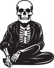 Chilling Bone Lounger Chair Logo Design Serene Skeleton Seating Vector Chill Icon