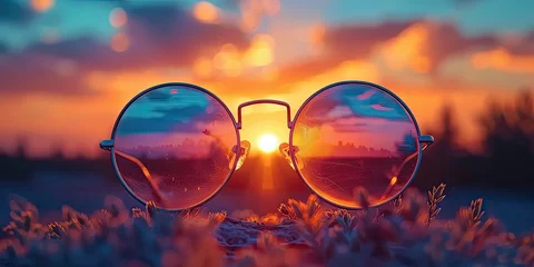 Zelfklevend Fotobehang Sunset Spectacles Finale - Dusk Landscape Background - Mesmerizing Essence - Sunset Hues Light - Grand Finale © SurfacePatterns