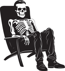 Skeletal Ease Chilling Logo Design Lounge Lull Relaxing Skeleton Icon