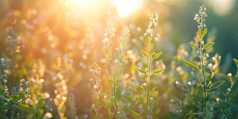 Obraz na płótnie Canvas Morning Meadow Moments - Meadow Sunrise Setting - Awakening Essence - Gentle Morning Light - Meadow Awakening