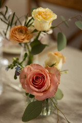 Wedding table setting in a vintage building.