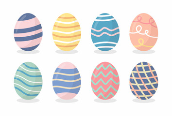 Decorated easter eggs collection. Set of colored easter eggs with various textures. Decorative vector collection.