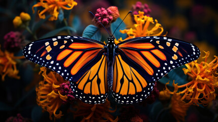 Fototapeta na wymiar Monarch butterfly perched delicately