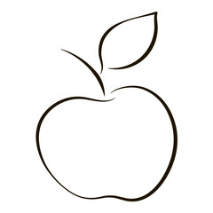 Apple line drawing. Outline logo. Concept fruit, food, gardening.
Apple minimalist icon. Fruit art. Vector illustration. Fresh, ripe, crop.