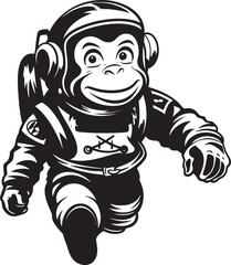Cosmic Monkey Explorer Vector Graphic Design Spacefaring Simian Discovery Astronaut Logo