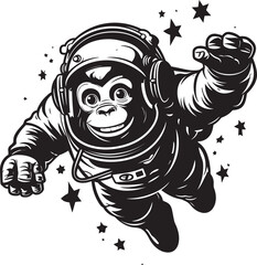 Stellar Siamang Odyssey Vector Emblem Interstellar Monkey Mission Black Vector Logo