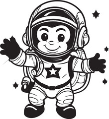 Spacefaring Simian Expedition Astronaut Icon Galactic Gorilla Odyssey Vector Graphic Design