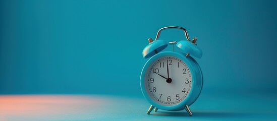 alarm clock on solid color background copy space