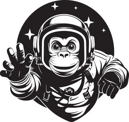 Stellar Siamang Quest Vector Graphic Design Interstellar Monkey Odyssey Black Vector Emblem