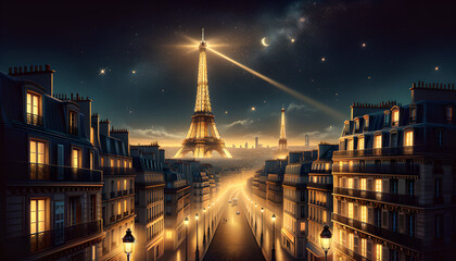 view of the city of Paris in Night