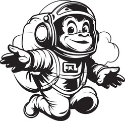 Spacefaring Simian Odyssey Vector Logo Galactic Gorilla Quest Black Vector Icon