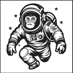Celestial Chimpanaut Adventure Vector Graphic Lunar Lemur Expedition Black Vector Logo