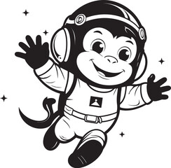 Lunar Lemur Mission Logo Design Astrochimp Adventure Vector Icon