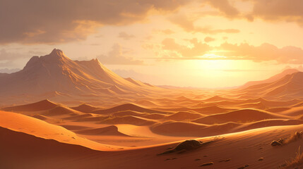 Fototapeta na wymiar Sunset in the vast desert