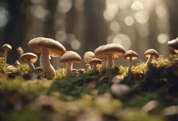 Champignon mushrooms field