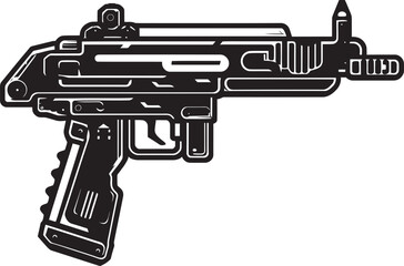 Naklejka premium Digital Blaster Cyber Logo Emblem Mech Assault Black Vector Graphic