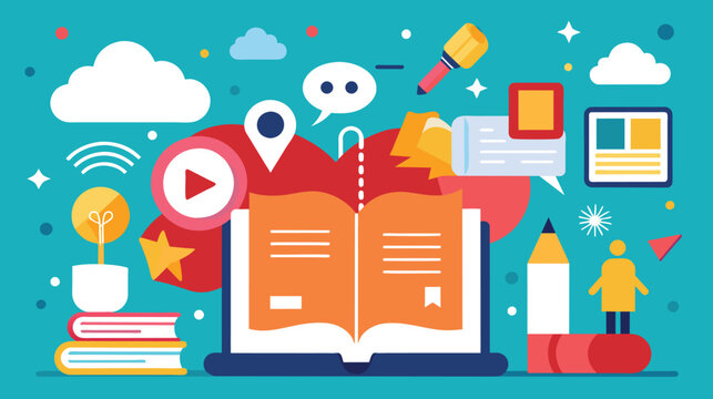 Vibrant Digital Learning Tools and Resources Illustration