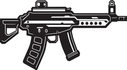 Futuristic Firearm Machinegun Icon Nano Shooter Vector Weapon Emblem