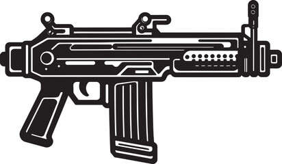 Robo Rifle Black Vector Logo Electric Blaster Machinegun Icon