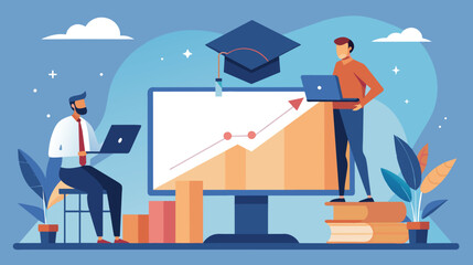 Virtual Graduation Ceremony Illustration With Graduates and Online Platform