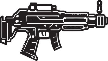 Robo Rifle Black Vector Logo Electric Blaster Machinegun Icon