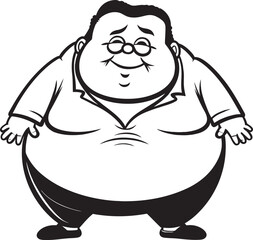 Portly Portrait Icon Design Emblem Hefty Silhouette Vector Badge Symbol