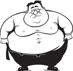 Chubby Character Vector Emblem Badge Portly Portrait Black Vector Logo