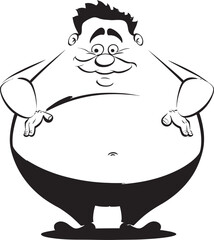Portly Portrait Vector Badge Symbol Hefty Silhouette Black Vector Logo