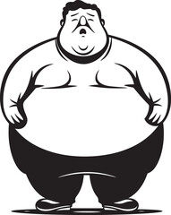 Chubby Character Graphic Design Icon Portly Portrait Vector Badge Symbol