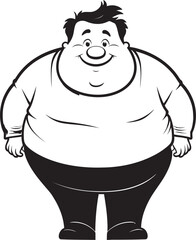 Rotund Representation Icon Design Emblem Chubby Character Vector Badge Symbol