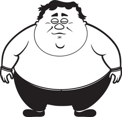 Round Render Black Vector Badge Stout Symbol Fat Man Emblem Icon