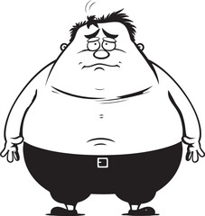 Hefty Hero Black Vector Logo Icon Round Renegade Fat Man Iconic Design