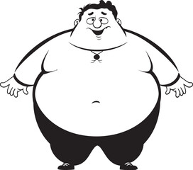 Portly Powerhouse Fat Man Iconic Design Hefty Hierarchy Vector Graphic Emblem