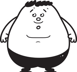 Bulky Badge Fat Man Emblem Graphic Pudgy Profile Vector Logo Badge