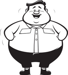 Bulky Badge Fat Man Icon Design Pudgy Profile Vector Emblem Icon