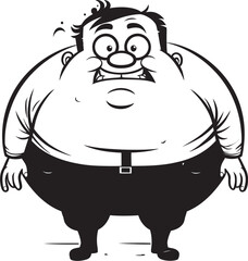 Chubby Character Fat Man Badge Emblem Portly Portrait Vector Icon Design