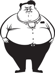 Pudgy Profile Fat Man Badge Design Rotund Representation Vector Icon Emblem