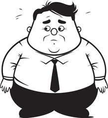 Portly Portrait Fat Man Emblem Icon Hefty Silhouette Vector Badge Design