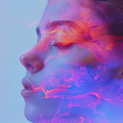 a woman face with colorful smoke