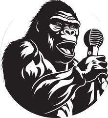 Vocal Vanguard Microphone Emblem Badge Hip hop Hominid Vector Logo Badge
