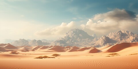 Naklejka premium AI Generated. AI Generative. Warm heat sand dunes desert landscape background. Graphic Art