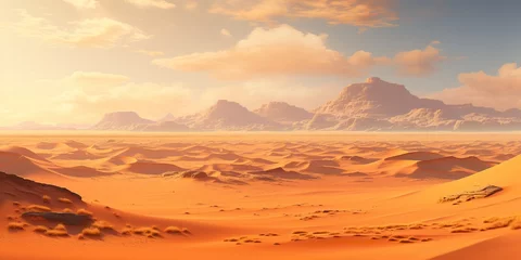 Schilderijen op glas AI Generated. AI Generative. Warm heat sand dunes desert landscape background. Graphic Art © Graphic Warrior
