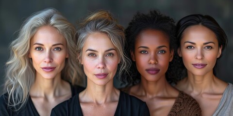 International Women's Day portrait of multi ethnic mixed age range women