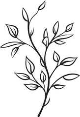Hand Drawn Botany Black Vector Leaf Icon Inked Botany Plant Leaves Emblem Badge