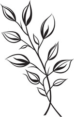 Handcrafted Greens Hand Drawn Leaf Logo Sketchy Foliage Black Vector Leaf Graphic
