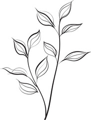 Sketchy Foliage Black Vector Leaf Graphic Artistic Flora Plant Leaves Badge Design