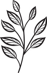 Leafy Sketches Black Vector Icon Sketchy Foliage Plant Leaves Badge