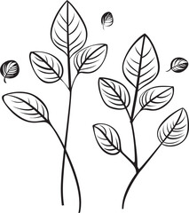 Flora Artistry Hand Drawn Logo Badge Verdant Vision Black Vector Leaf Icon