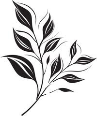 Inked Leaves Black Vector Emblem Leafy Sketches Plant Leaves Icon Design